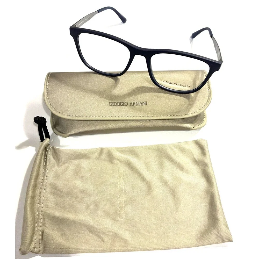 NEW Giorgio Armani AR7165 5065 Mens Blue Rubber Square Eyeglasses Frames 55/18